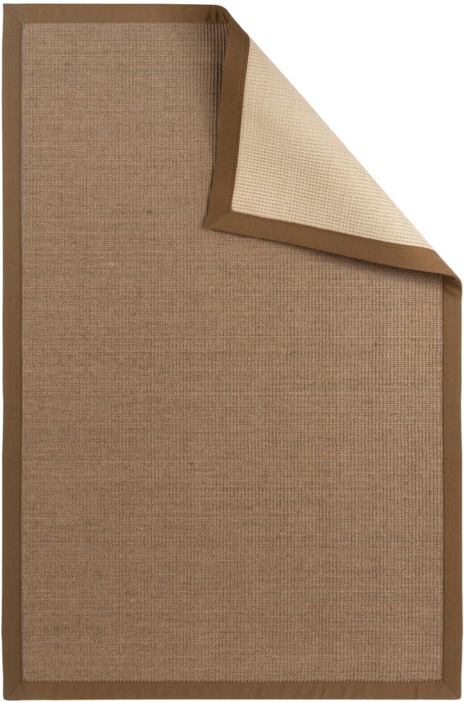 KARAT Tapis en sisal - Dos en Latex - Véritables Fibres Naturelles - Large Bordure - Facile d'entretien - Antistatique (Pola, 200 x 200 cm)