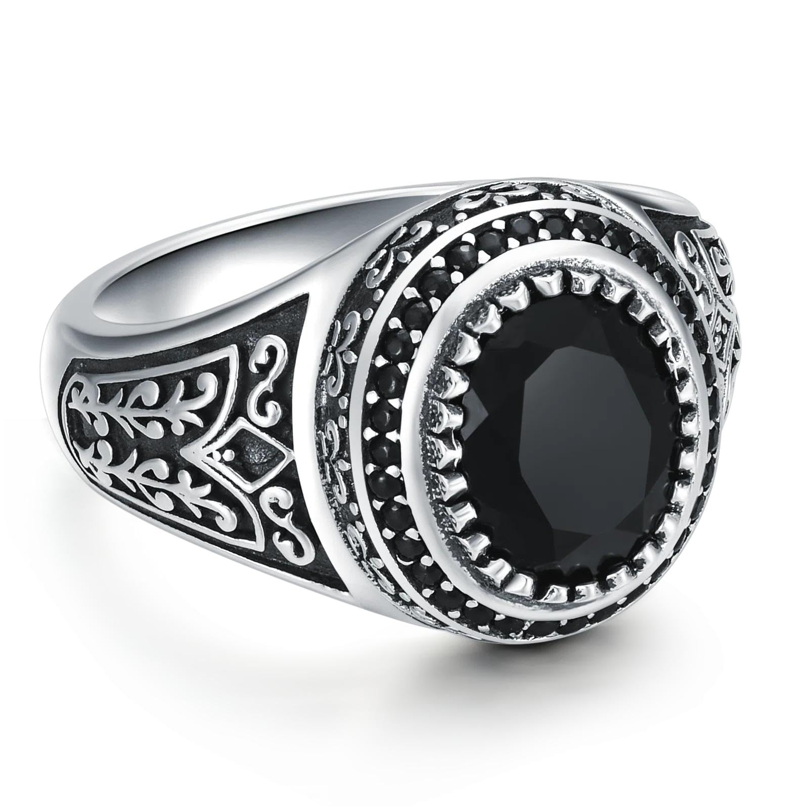 GDHKDDFL Gemstone rings, Oval Black Onyx Gemstone Men Ring, Handmade Stone Silver