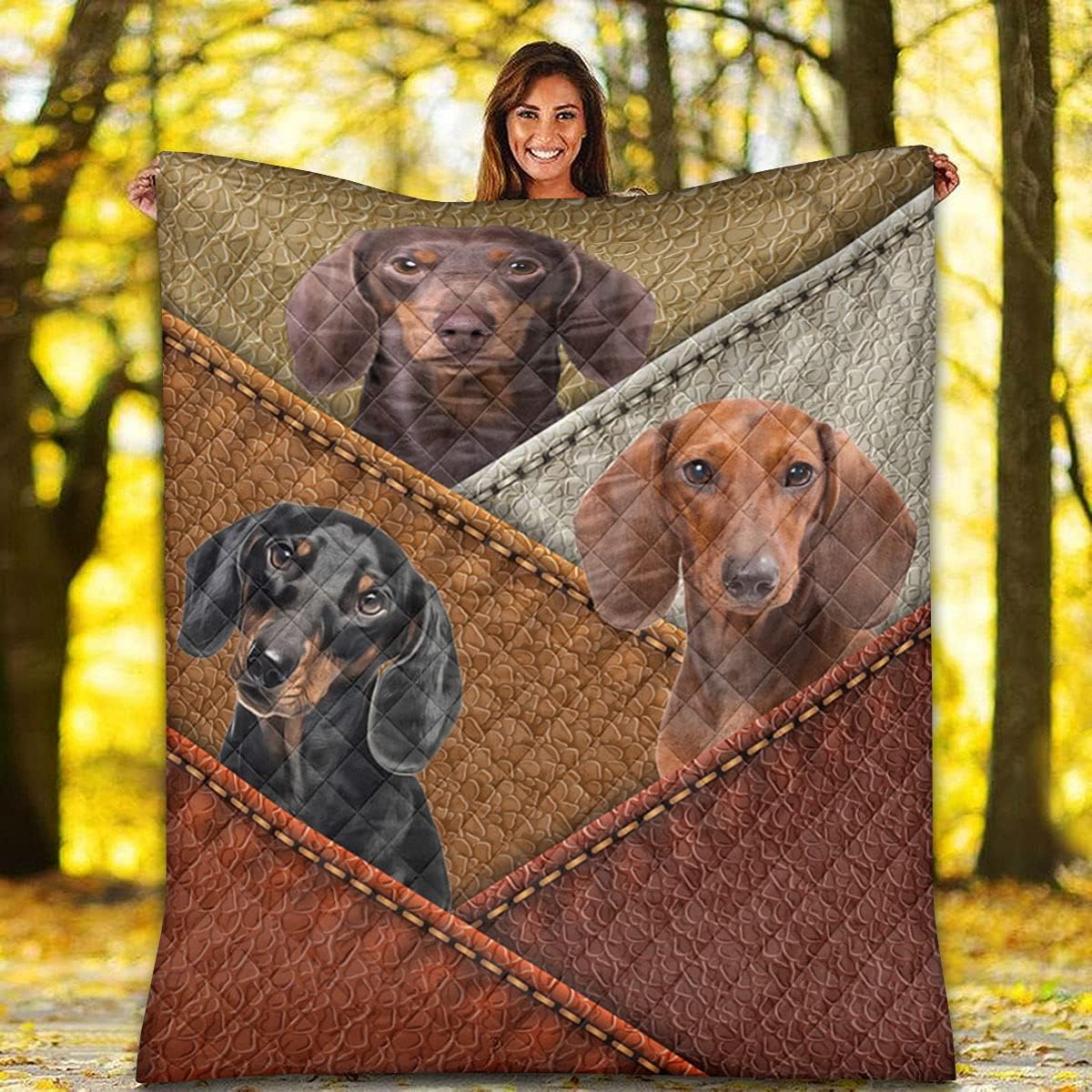 Dachshunds Quilt Leather Bag Quilt Quilt Queen Twin King