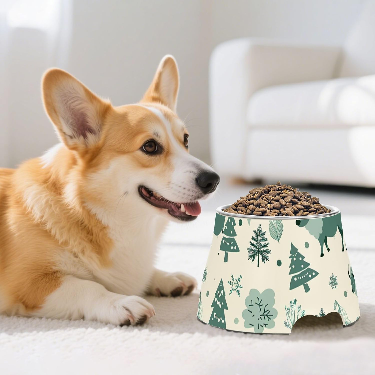 Teal Six Playful Buffalo Boho Pets Food Bowls with Stand Stainless Steel Cats Food Dish for Slow Feed Cats Whisker Relief Plato para Gatos