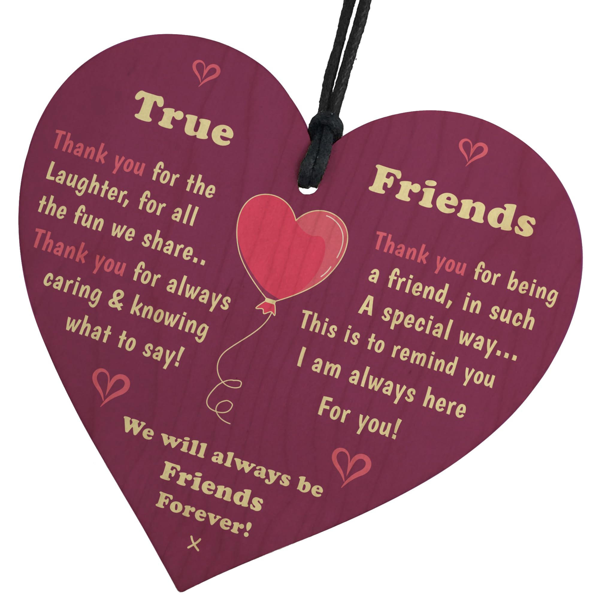 Red Ocean Best Friends Wood Heart, Friends Forever Sign Friendship Gift For Women Birthday Thank You Graduation Gifts