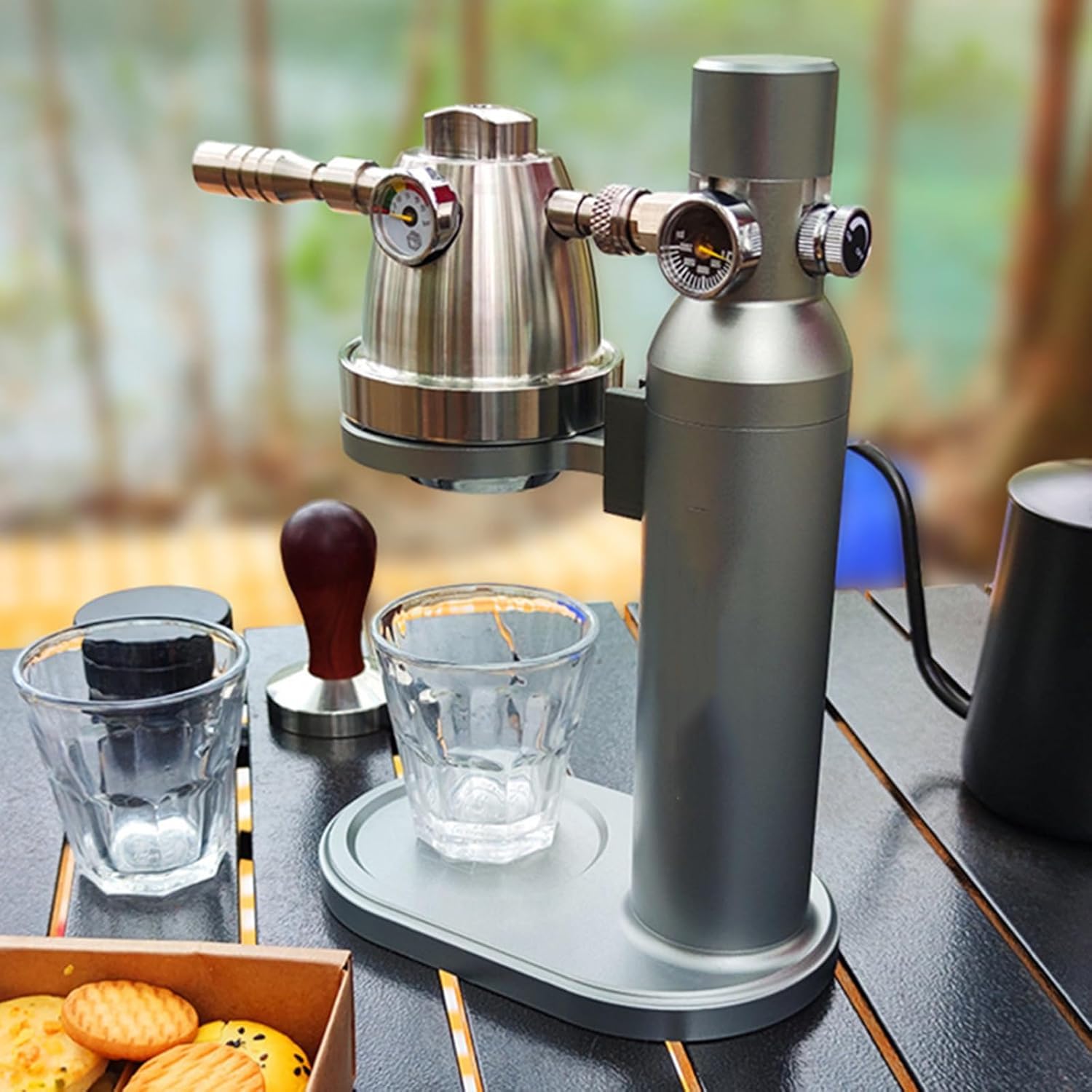 Máquina de café espresso neumática, presión variable de 10 bares, cuenco de polvo de 58,5 mm, escape rápido, perfecta para acampar y viajes al aire libre, el mejor sabor