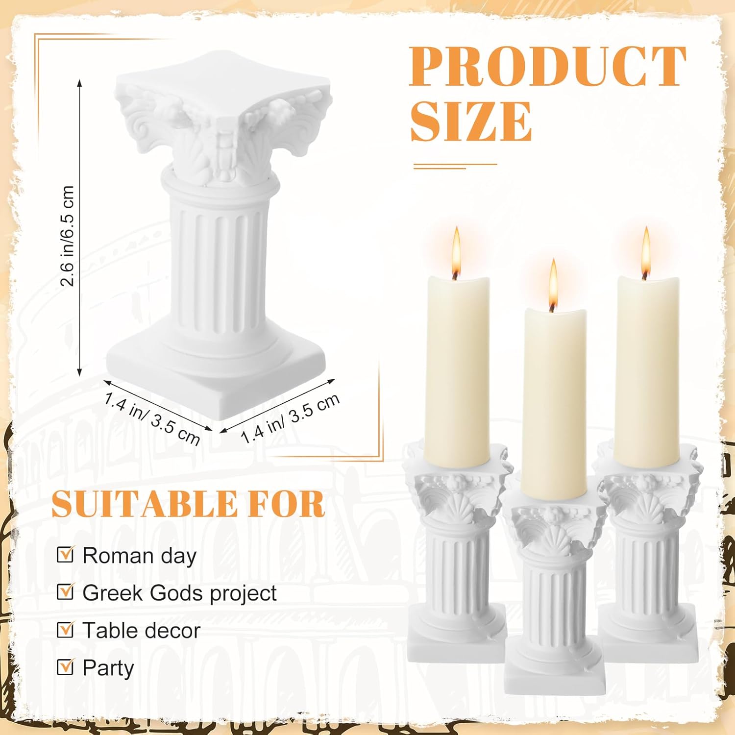 Reallnaive 10 Pcs Roman Pillar Candle Holders Mini Greek Columns Roman Pillar Candle Stands Resin Candlestick Rack Miniature Figurine Base Stigma Decoration for Wedding Christmas Table Decor