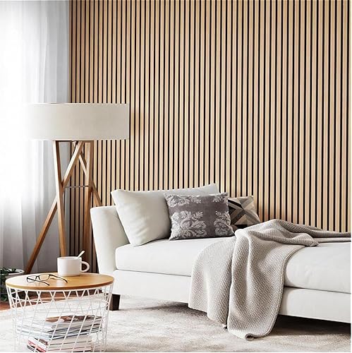 Miniatura 4 de Paneles de madera para pared, paneles acústicos de roble, 4 unidades, paneles de madera de pared, 94.49 x 12 pulgadas, paneles de pared