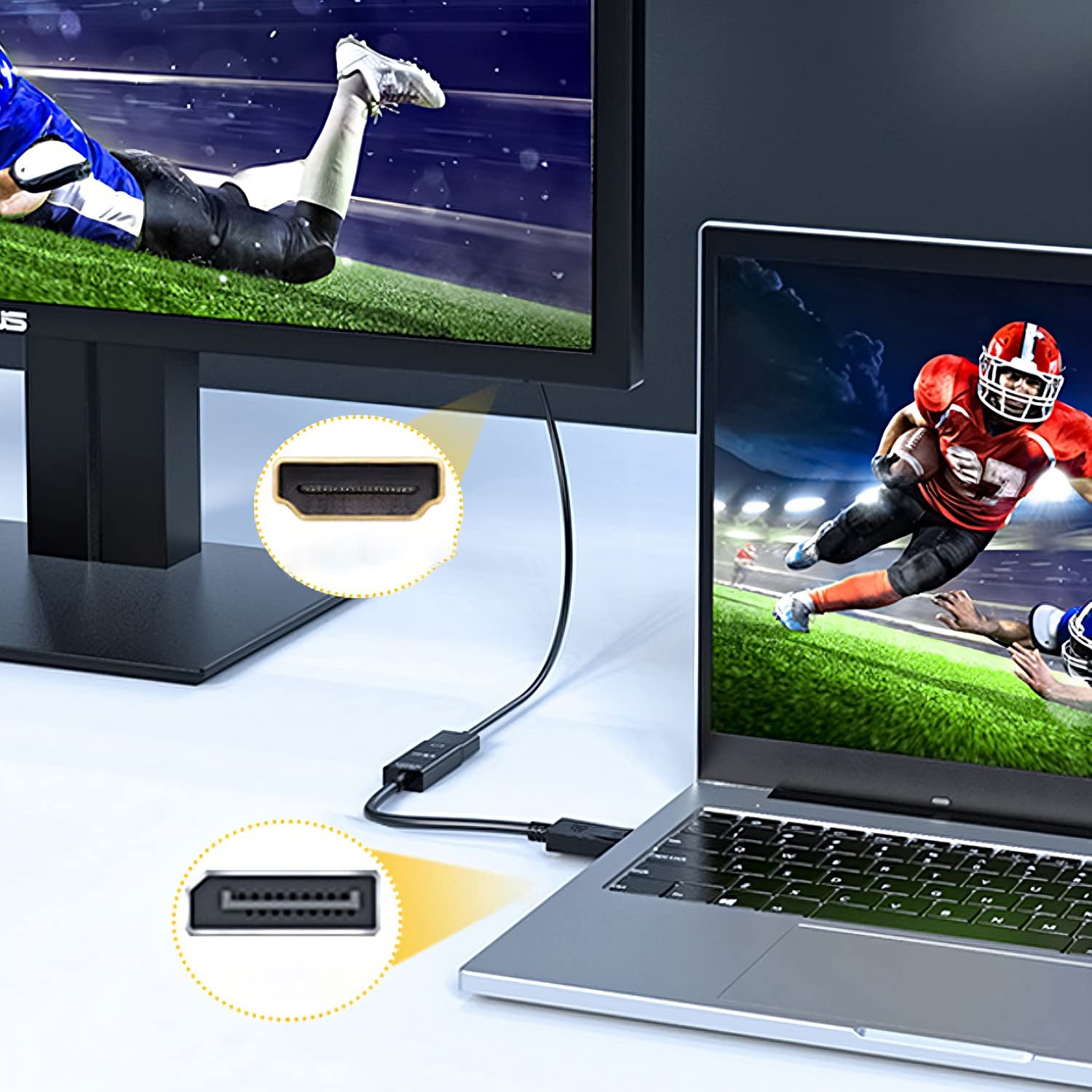 Retoo DisplayPort na adapter HDMI, Mini Display Port na konwerter do gniazda kompatybilny z HDTV, monitorem, projektorem, komputerem stacjonarnym, Surface, Minidisplayport Thunderbolt, 24,5 cm, czarny
