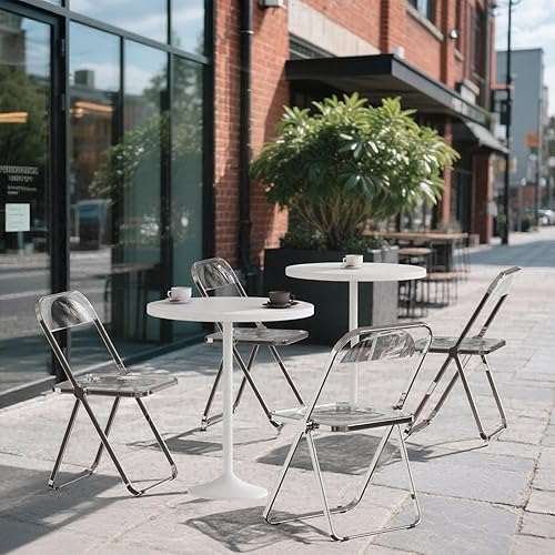 Miniatura 2 de Paquete de 2 sillas plegables de acrílico, sillas plegables transparentes modernas de lujo con marco de metal, sillas plegables de plástico