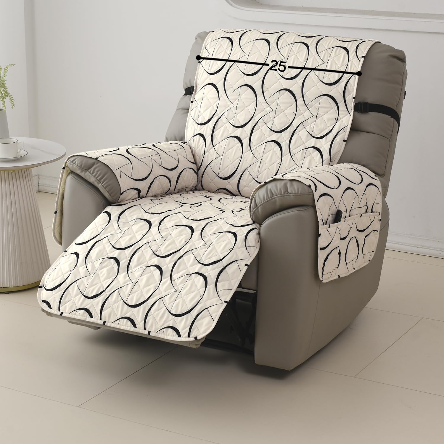 HOKIPO Recliner Mat - Waterproof Beige Abstract -8