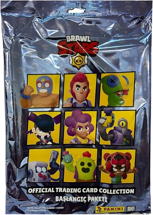 Panini Brawl Stars Official Trading Cards Starter Pack, 4 Paket (24 Kart) + 3 Limited Edition Kart