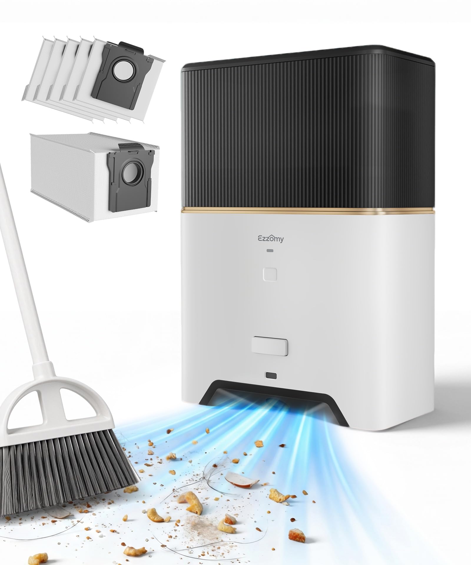 Touchless Vacuum Automatic Dustpan, Bagged Design with Replaceable Dust Bags, Up to 3-Month No Cleaning, 26,000Pa Powerful Suction, One-Touch Auto & Manual Mode for Pet Hair Kitchen & Salon - 1