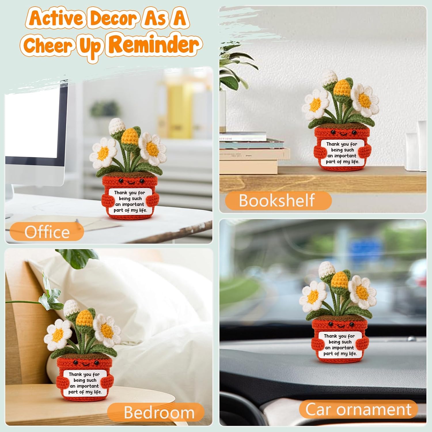 Positive Daisy Crochet Gift, Handmade Birthday Present for Daughter Mom Girlfriend, Cute Gratitude Collectible for Best Friend, Inspirational Holiday Idea for Christmas Stocking Stuffer Anniversary - Image 5