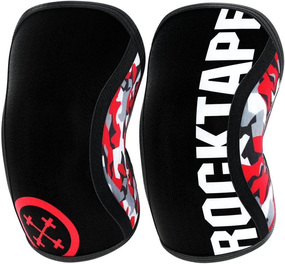 Rocktape Knee Sleeves, 2-Pack, Competition Grade, 5mm or 7mm Thickness, Compression Neoprene, Extra Long for VMO Support, Assassins