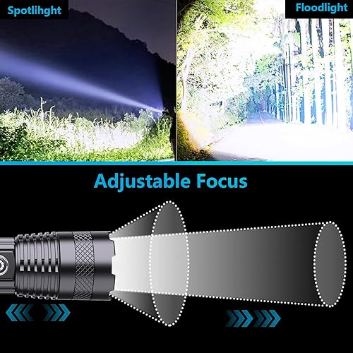 Miniatura 3 de X.Store Linternas LED recargables de alto lúmenes, paquete de 2 - 300000LM linterna LED recargable, linterna súper brillante, linternas recargables