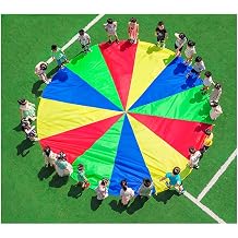 Play Parachute 1-12M Kids game rainbow parachute toy, Kindergarten School Outdoor Carnival Activity Team Collaboration Game Parachute Nursery Training Equipment Size 2M