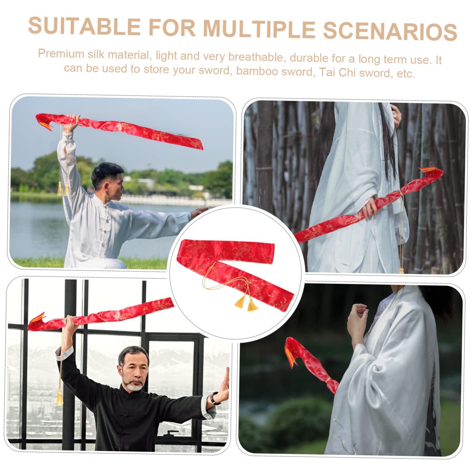 Abaodam Japanese Sword Bag Silk Pouch Long Sword Storage Fencing Gear Decorative Cover