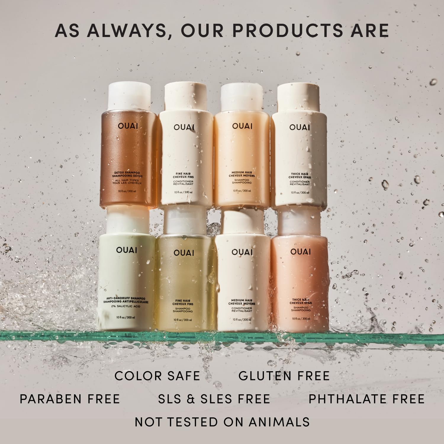 OUAI Juego de champú y acondicionador fino, champú y acondicionador sin sulfatos para cabello fino, fabricado con queratina, raíz de malvavisco, manteca de karité y aceite de aguacate, libre de
