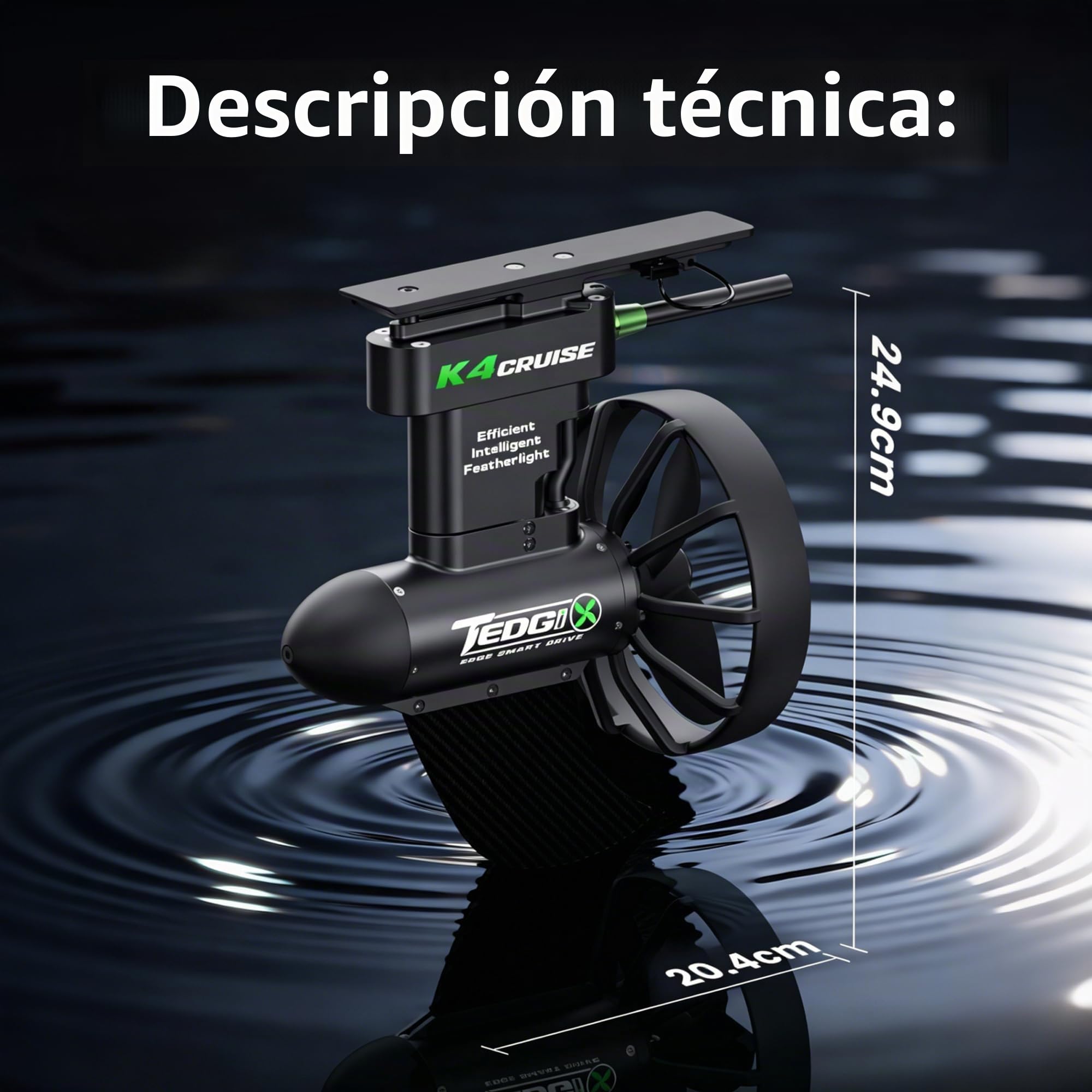 Tedgix K4C Motor para SUP & Kayak, 400 W sin escobillas, propulsión submarina con batería B8 y mando a distancia con control de crucero, aleta eléctrica para Stand Up Paddle, aleta Boost para canoa