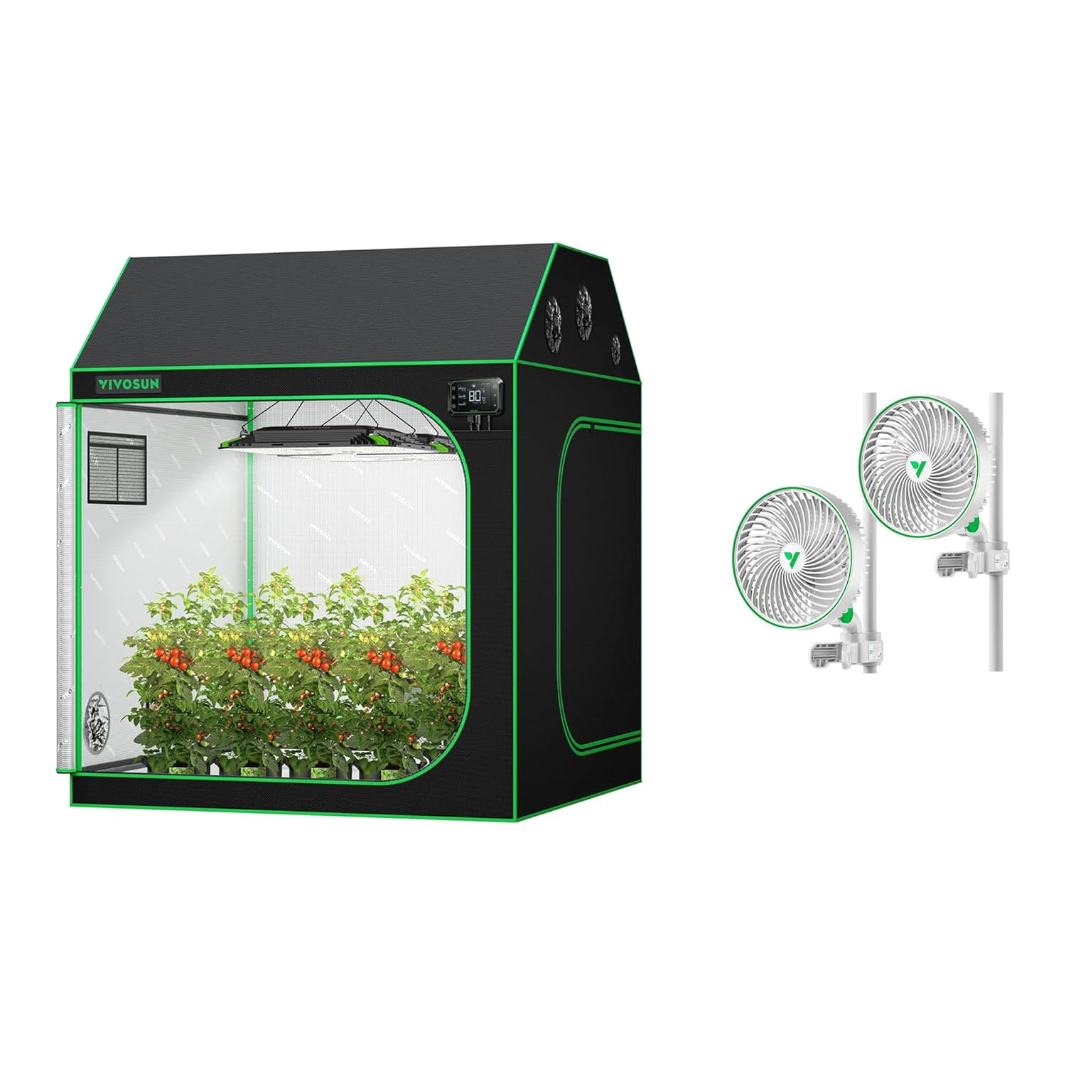 VIVOSUN R556 5x5 Grow Tent and 2-Pack AeroWave E6 Grow Tent Fan 6 EC Motor Smart WiFi Control