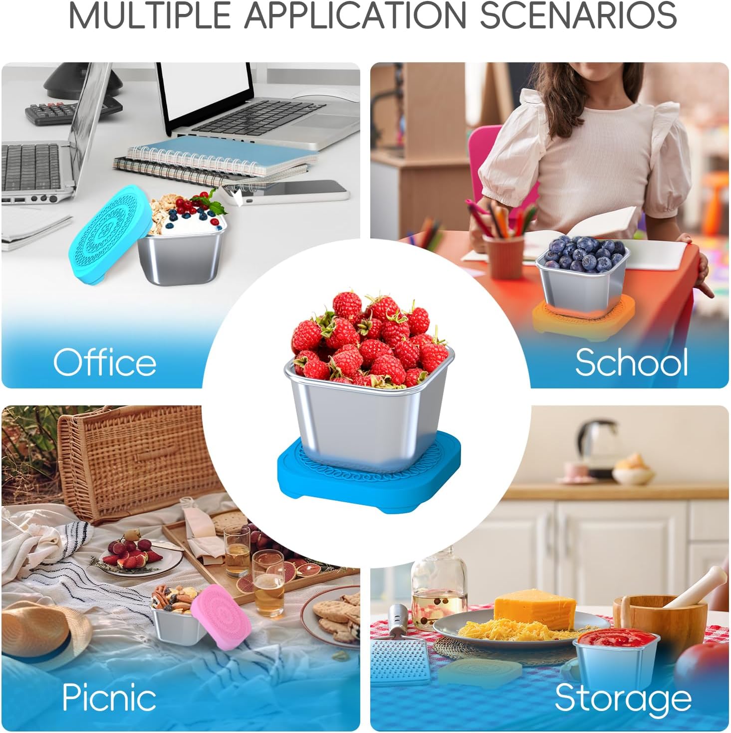 6Pack 6oz Stainless Steel Snack Containers for Kids, Leak Proof Small Food Storage Container with Silicone Lid, Easy Open Leak Proof Stainless Steel Food Storage Containers with Silicone Lids - Image 7