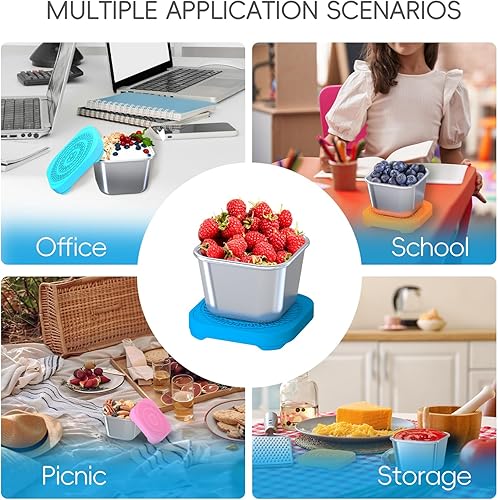 Miniatura 7 de Paquete de 6 recipientes de acero inoxidable de 6 onzas para niños, a prueba de fugas, pequeños recipientes de almacenamiento de alimentos con tapa