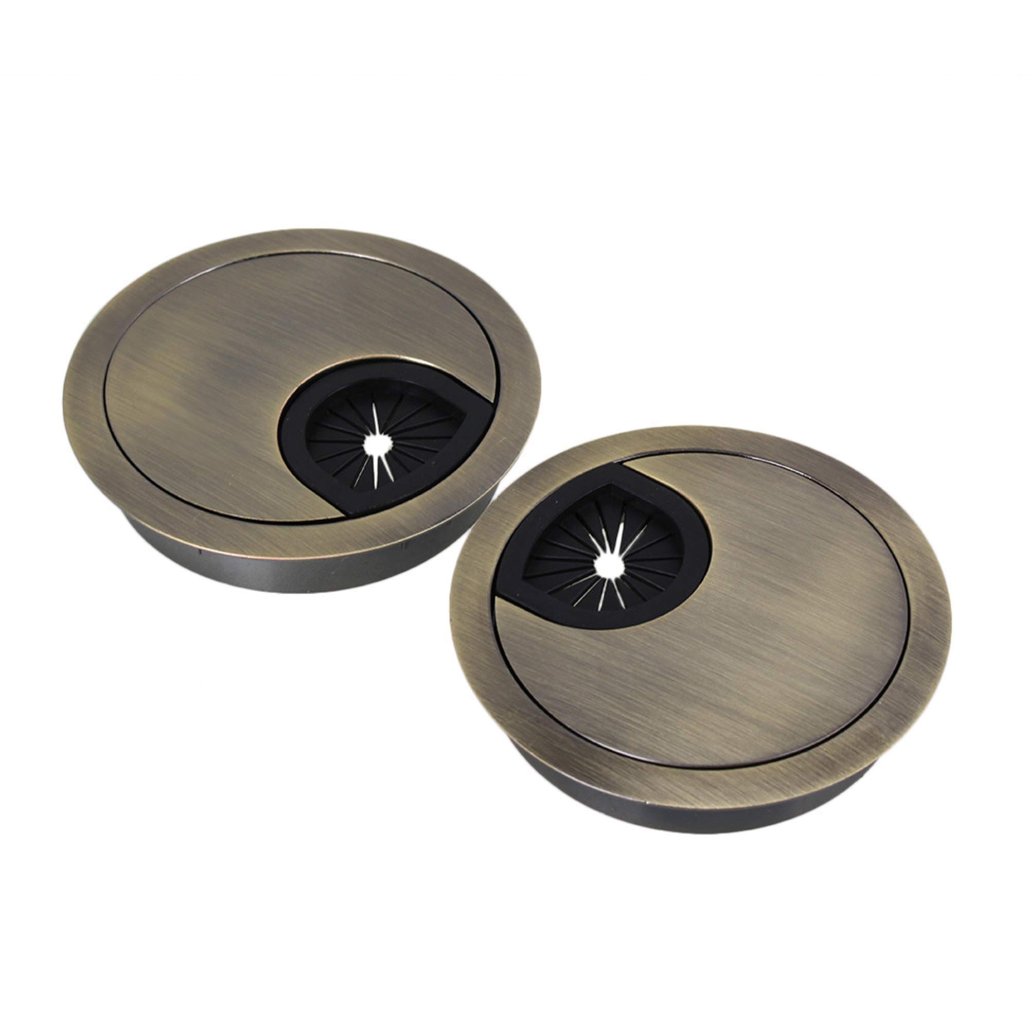 60mm Hole Bronze Zinc Alloy Computer Desk Grommet Table Cable Tidy Wire Hole Cover Set of 2