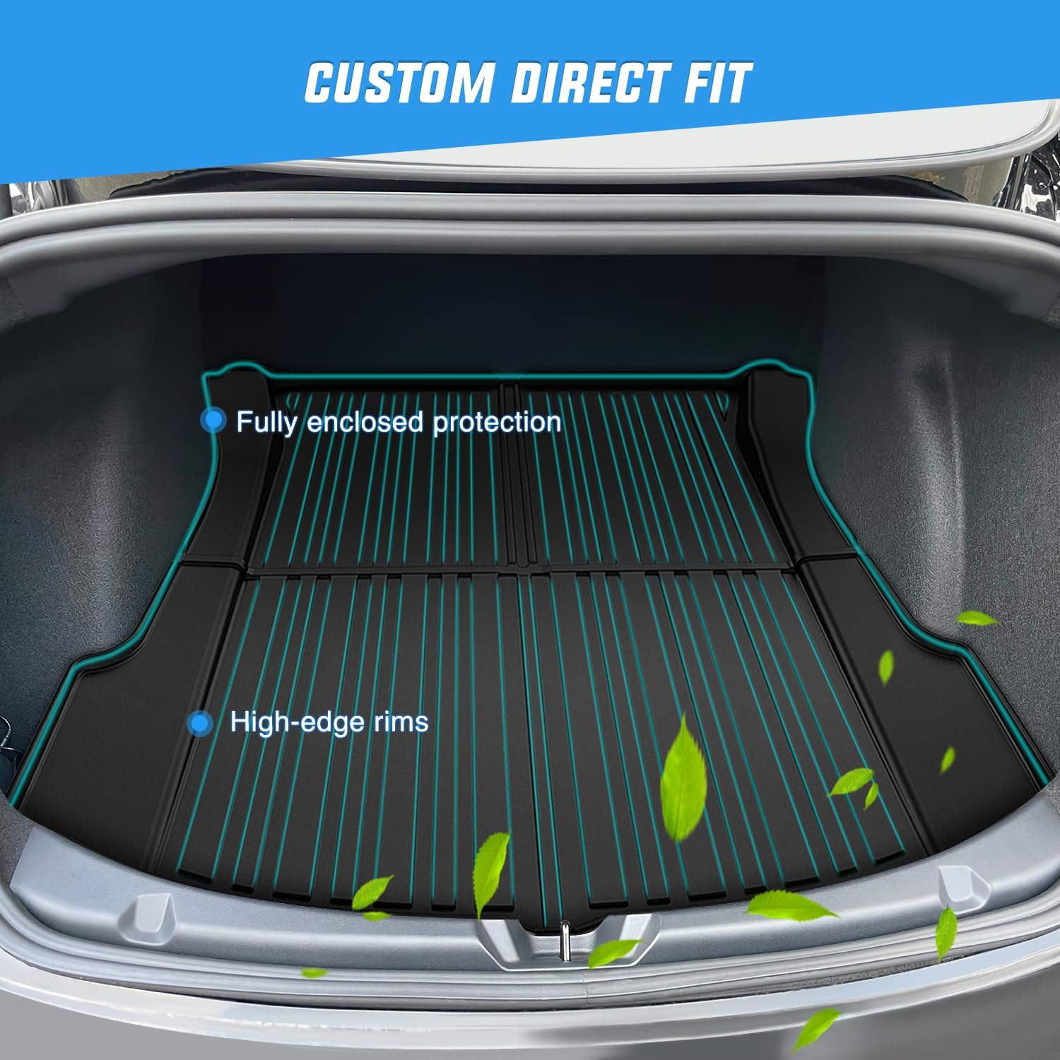 Nilight Cargo Mats for Tesla Model 3 2017 2018 2019 2020 2021 2022 2023,All Weather Protection Heavy Duty Cargo Liners