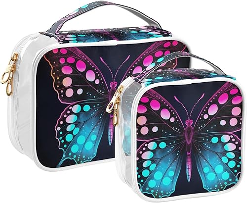 Miniatura 2 de Y2k 21215138 - Neceser de aseo transparente con mariposa gótica para viajar, paquete de 2 bolsas de cosméticos de maquillaje con cremallera, bolsa
