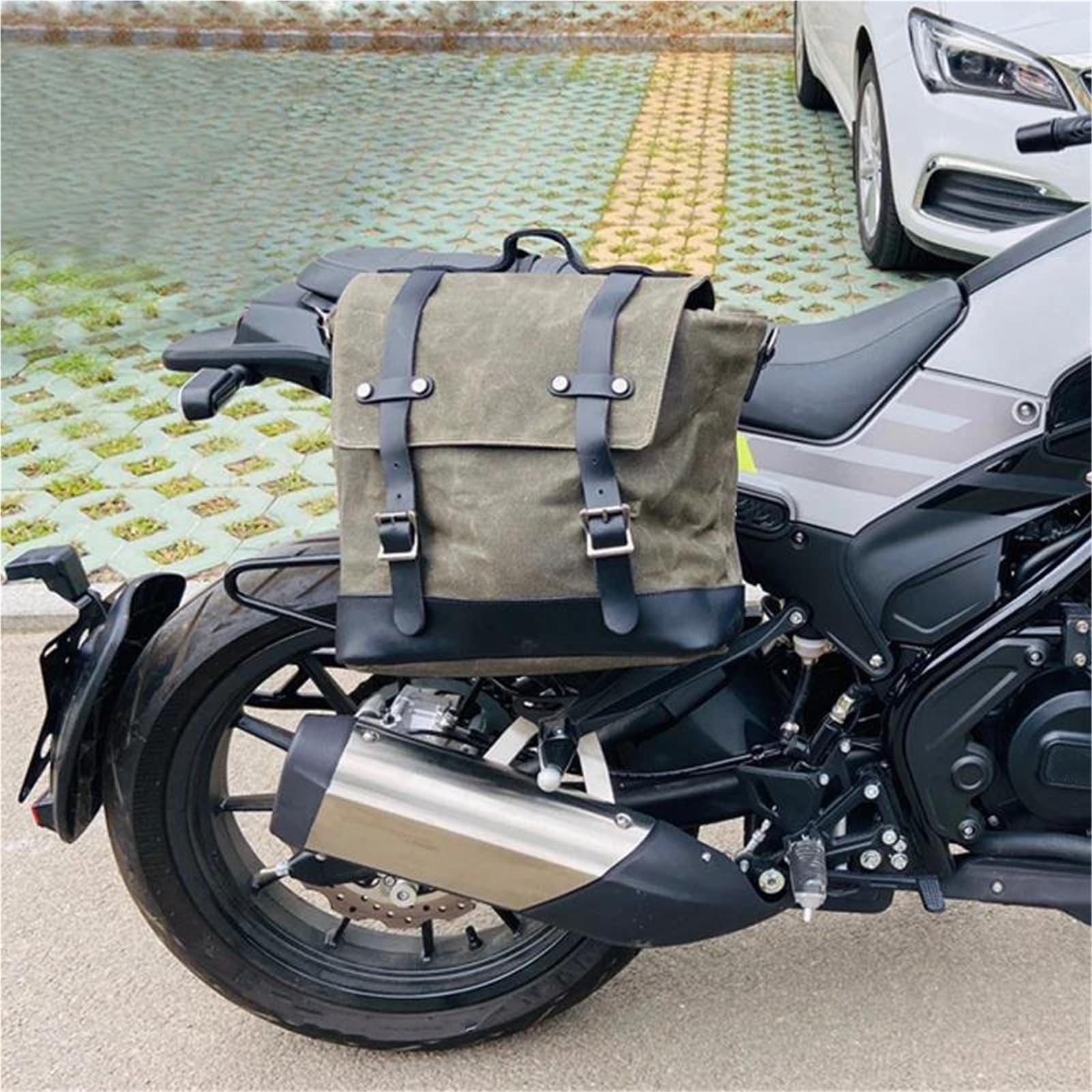 Reisebeutel Motorrad-Vintage-Seitentasche Für Fahrer, Hängetasche, Brigade-Seitensatteltasche, Kuriertasche, Reisegepäcktasche(Grey)
