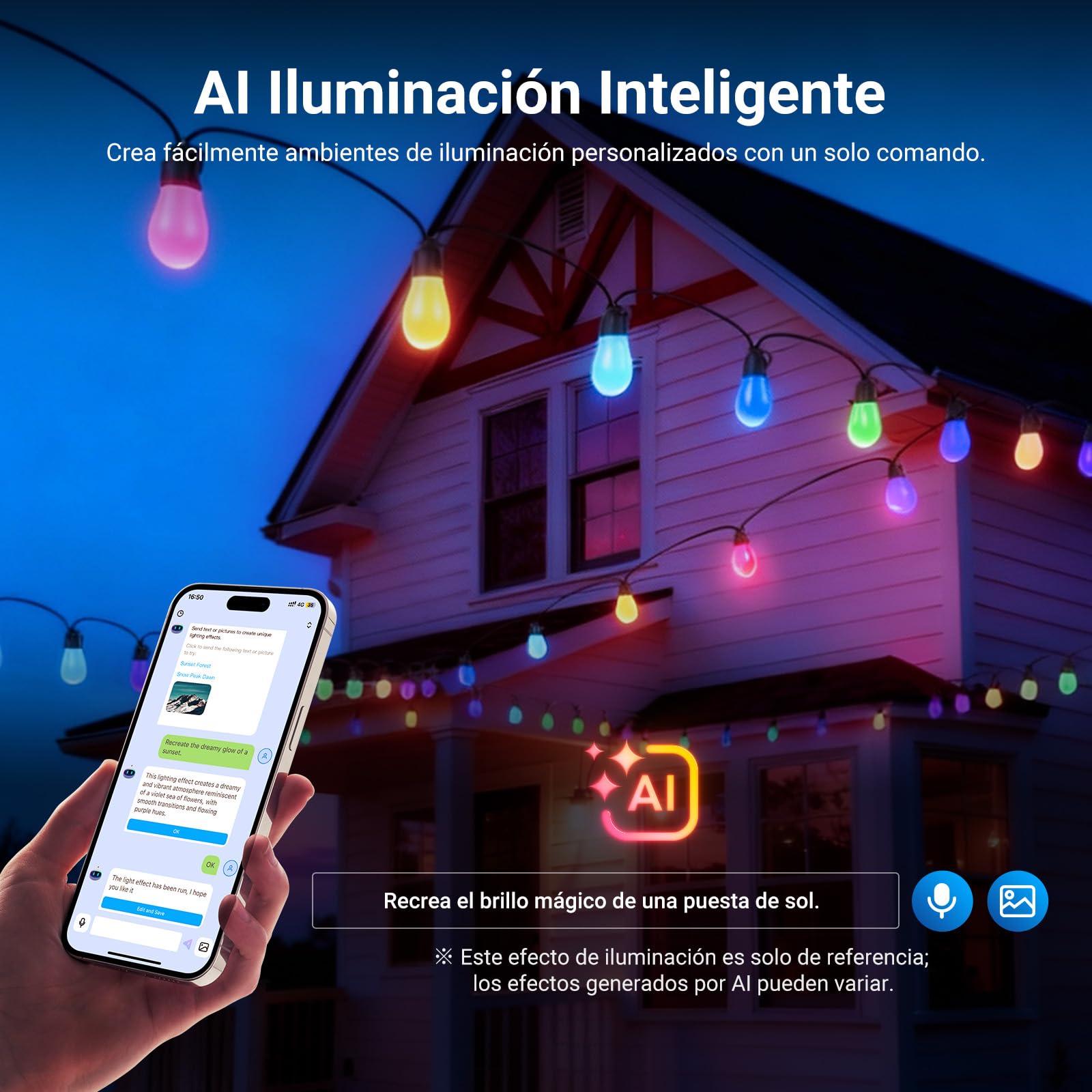 NEEWER Guirnalda Exterior 96ft RGB IC Blanco Inteligente Control App,30 Bombillas IP65 Impermeable 50+ Escenas Decoración Patio Balcón Jardín Compatible Alexa Google, NR01