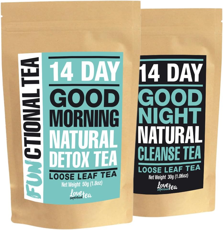 Functional Tea; 14 Day Detox and Cleanse Tea | 14 Day Supply | Loose Leaf Tea | Made in UK | Love Superfood Tea
