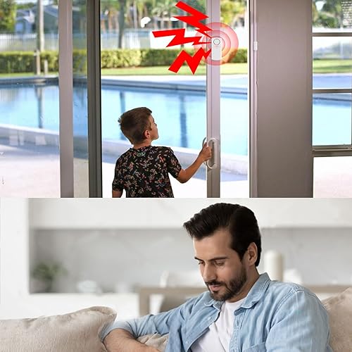 Miniatura 5 de Alarma de puerta con control remoto, alarmas inalámbricas de ventana de 120 dB con sensor abierto con múltiples modos, alarma de puerta de piscina