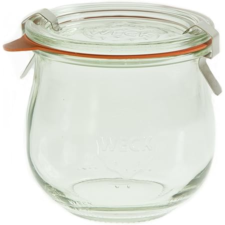 Weck 746 .20 Liter Tulip Jars, 6 Jars W/Glass Lids, 6 Rings, & 12 Clamps