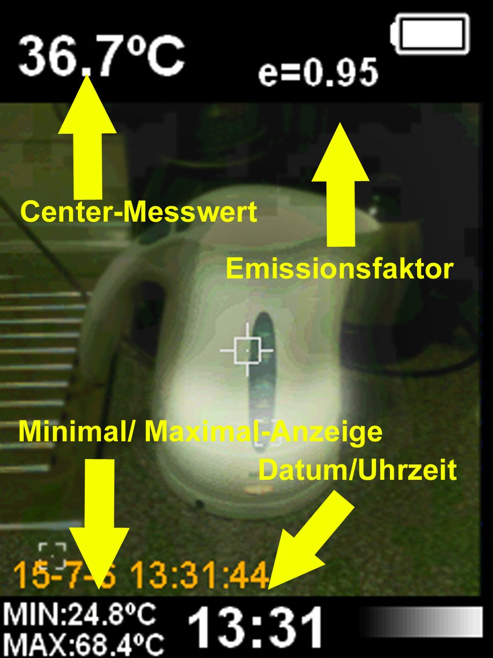 PeakTech P 5605 – IR-Wärmebildkamera mit 60x60 Pixeln, Infrarotkamera mit Echtzeit-Wärmebild Thermalauflösung, Handkamera inkl. Micro SD-Karte, Screen mit Messwerten, 5 Farbpaletten, Grau/blau