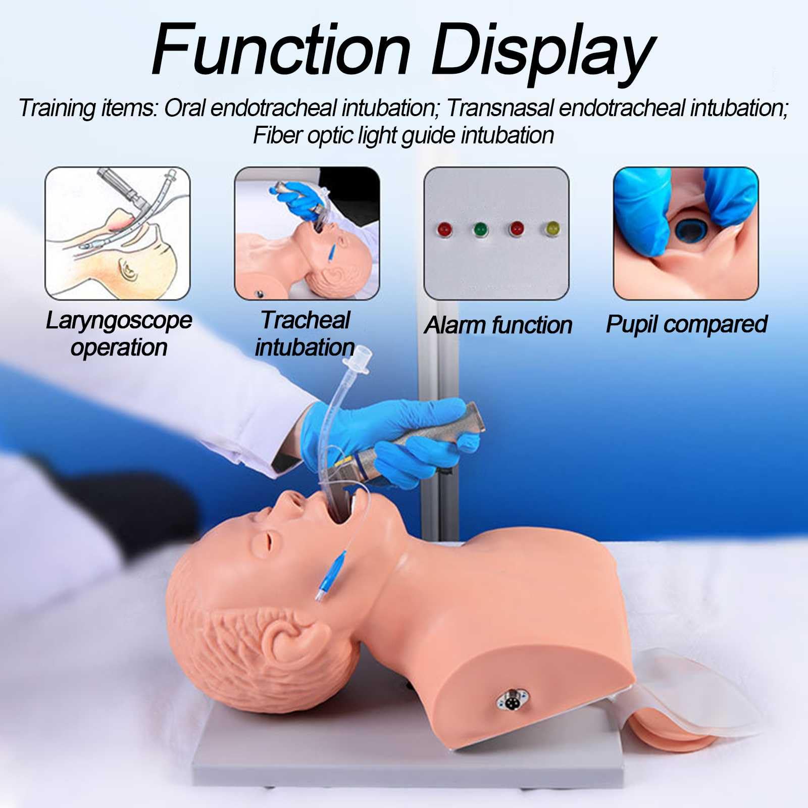 3 Juegos Modelo de Enseñanza de Maniquí de Intubación para Adultos con Alerta Electrónica y Bolsa de Almacenamiento para Práctica de Formación en Intubación Oral e Intubación Transnasal