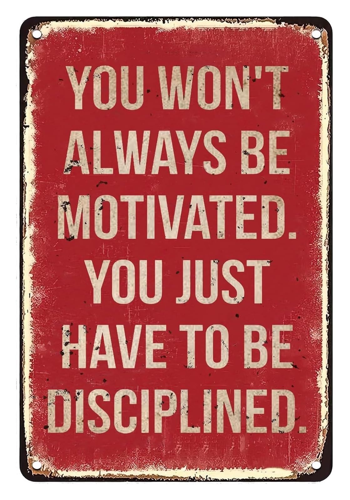 MQXFCZUX Gym Discipline Tin Sign Motivational Workout Quote Vintage Metal Wall Decor for Home Gym Garage Man Cave Office 8 X 12 inch
