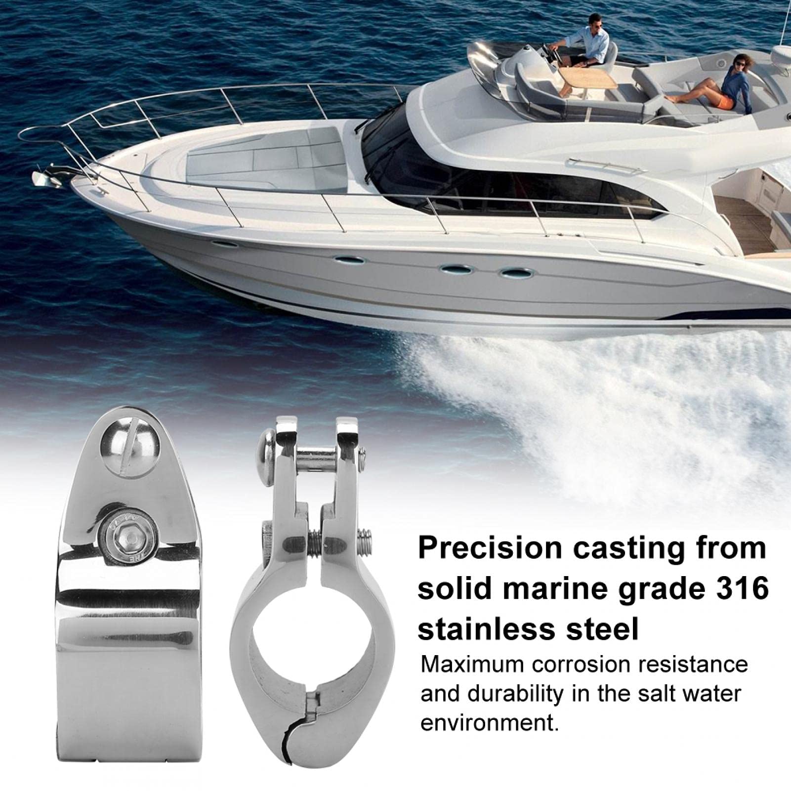 Bimini top para barco con mandíbula con bisagras, 2 piezas de herrajes de acero inoxidable para Bimini top (20 mm, 22 mm,25 mm,30 32 mm)(32mm)