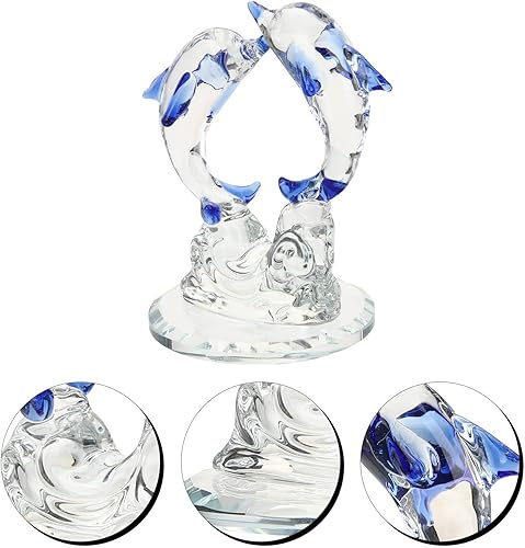 Miniatura 9 de Figura de delfín de cristal, escultura náutica, adorno de animal del océano, decoración de escritorio para el hogar, oficina, cumpleaños, Navidad