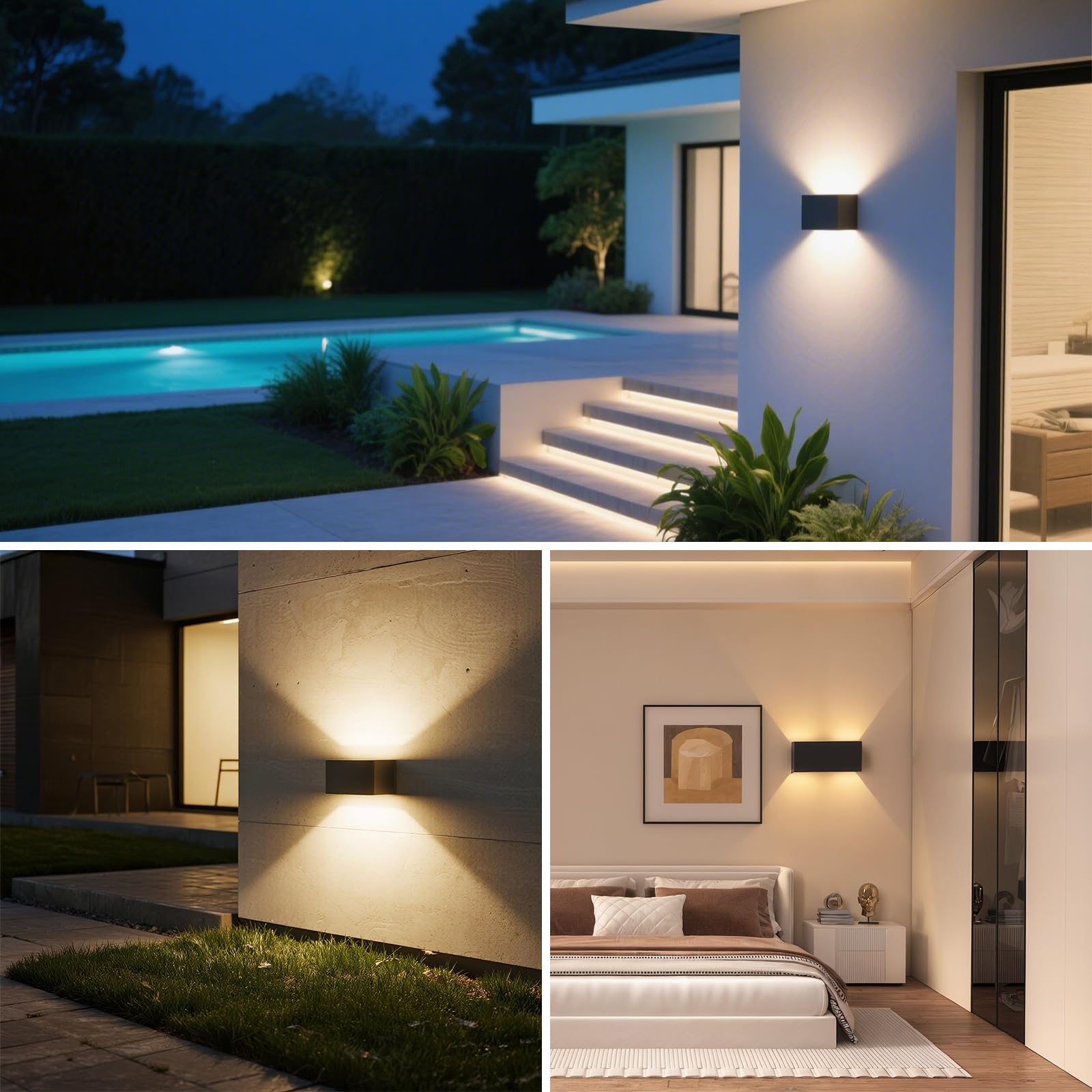 ChangM 2 Piezas Aplique Pared Exterior 7W Lámpara Led, Con Haz de Luz Ajustable, IP65, Con Bombilla LED G9 Reemplazable, Carcasa Negra