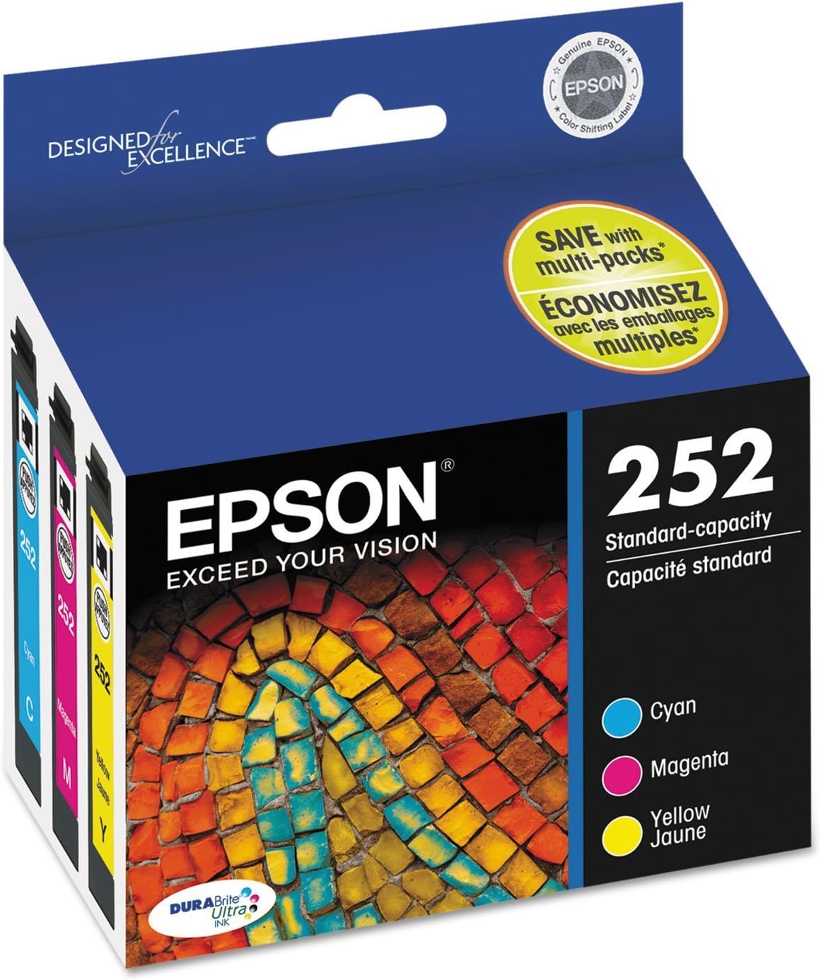 Epson T252520 DURABrite Ultra Standard-Capacity Color Ink Cartridge, Multipack 3-Pack