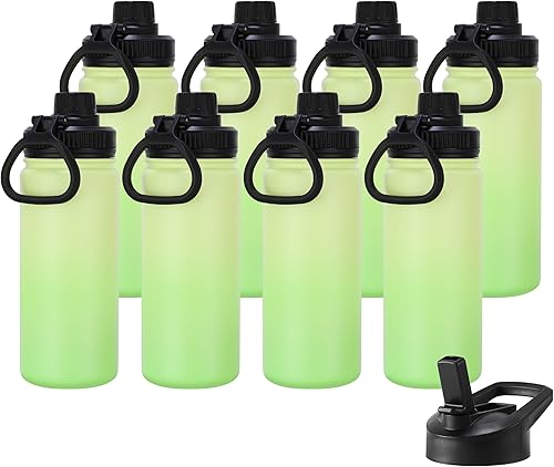 Miniatura 38 de DOMICARE Botella de agua aislada, 22 onzas, botella deportiva reutilizable de acero inoxidable aislada al vacío con tapa de popote y tapa de