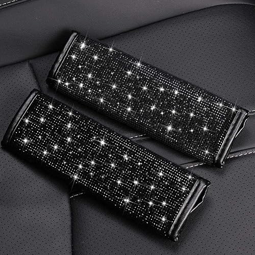 Miniatura 3 de Almohadillas para cinturón de seguridad, paquete de 2 fundas brillantes para cinturón de seguridad, de piel sintética suave, almohadillas para