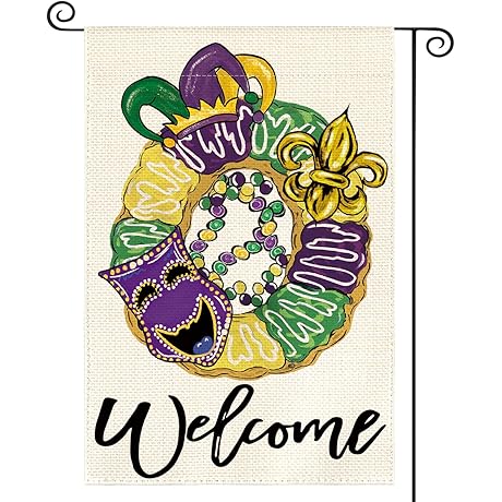 AVOIN colorlife Mardi Gras Donut Garden Flag 12x18 Inch Double Sided, Mask...