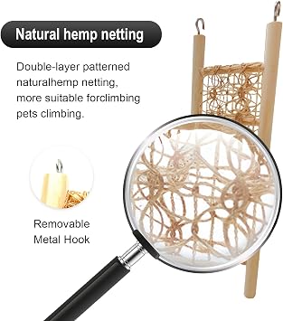 Hermit Crab Climbing Toys Set for Tank and Aquarium Decoration | Seagrass Hammock and Reptile Climbing Ladder with Small Brush, Hermit Crab Accessories for Tank and Aquarium Decoration