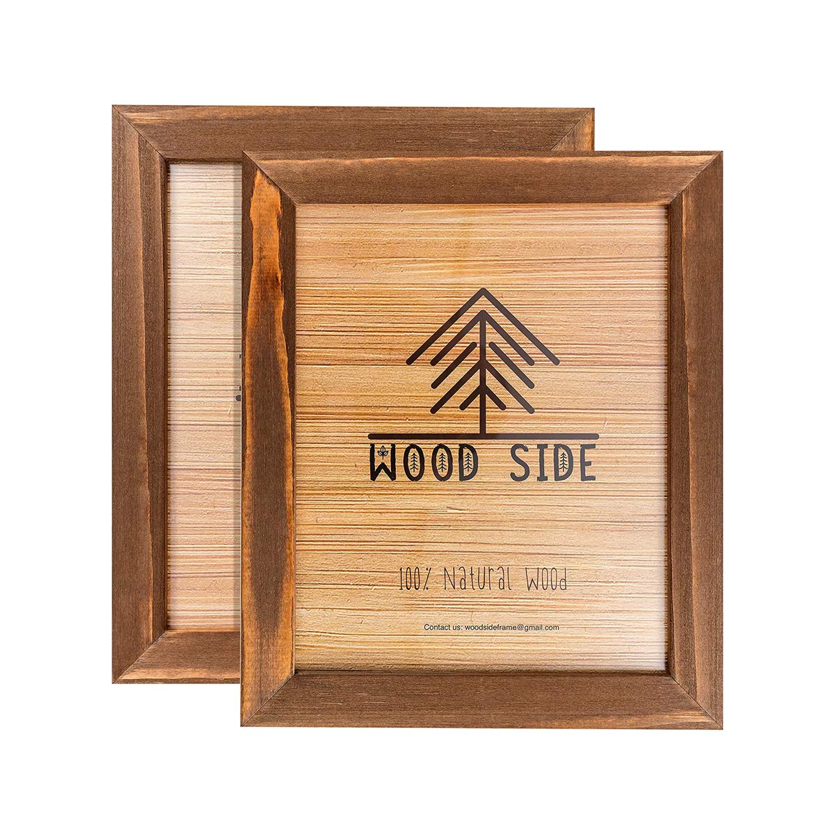 AZL1 Life Concept AZ L1 Rustic Wooden Picture Frame 8x10- Set of 2-100% Natural Eco Solid Wood and Shatterproof Artificial Glass for Wall Mounting Photo Frames,Honey Brown