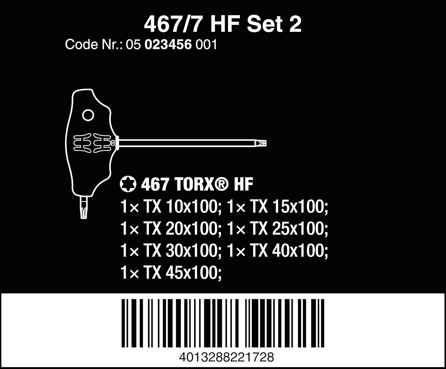 467/7 TORX HF Set 2 Screwdrvr set T-handle TORX 7 pcs