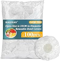 MAQIHAN 100 Pack Extra Large Reusable Bowl Covers for Bread Proofing - 35cm Elastic Plastic Wraps for Sourdough Baking, Food Storage & Picnic Dust Protection