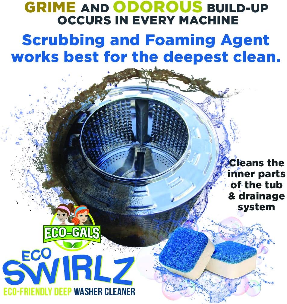 Eco-Gals Eco Swirlz Washing Machine Cleaner with Bonus Eco Scrubz Dishwasher Cleaner Add On 36 Count Deep Cleaning Tablets