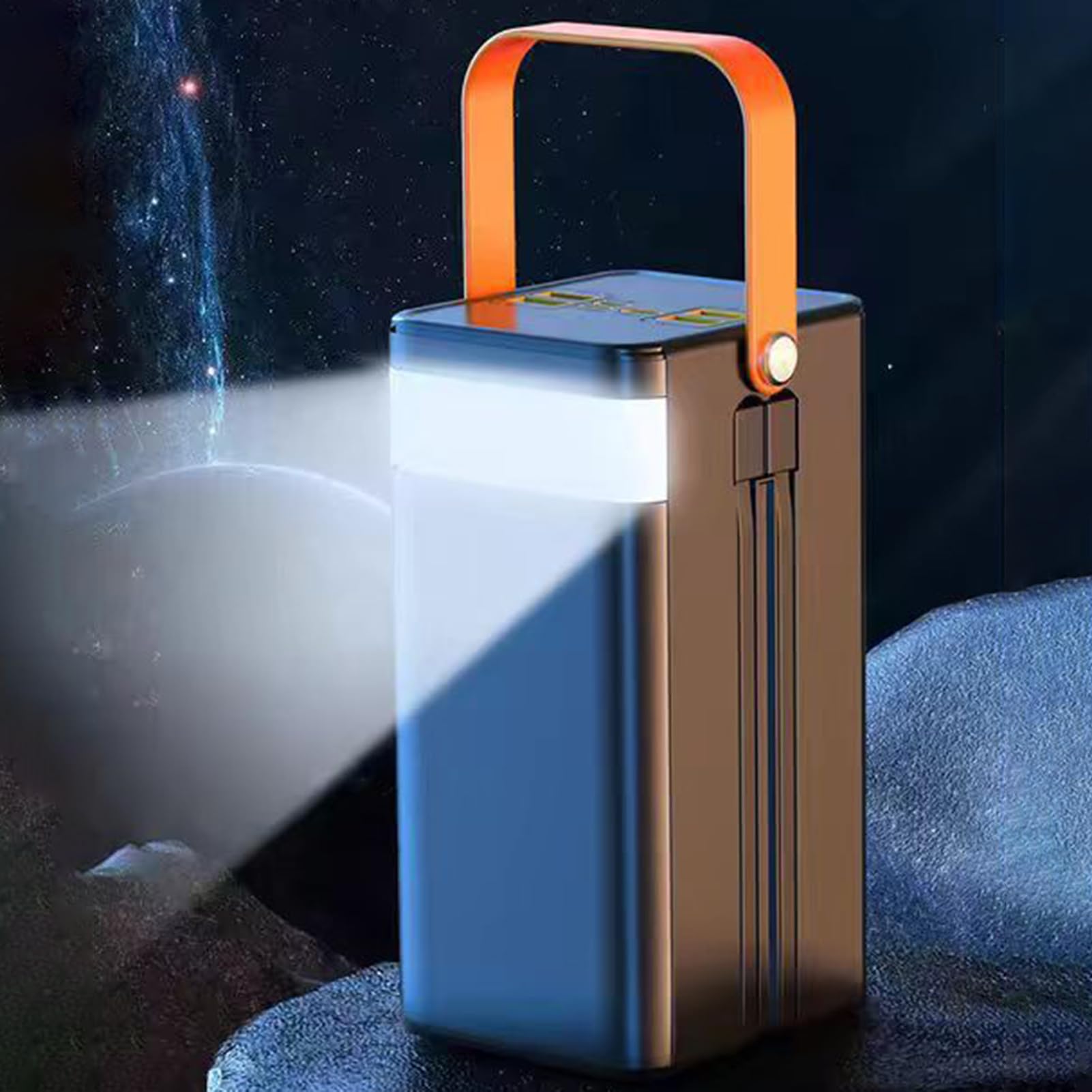 Caricabatterie Solare per Telefono Power Bank Esterno 120W | 50000mAh Luce Emergenza Cavi Integrati 4 Uscite 3 Ingressi per Dispositivi Mobili Escursionismo Zaino in Spalla Campeggio