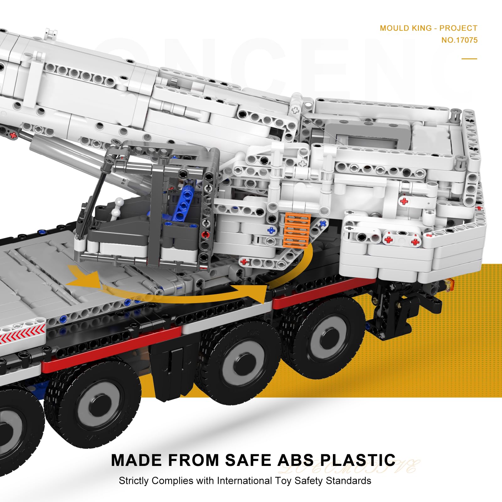 Mould King Technik Kran, APP und ferngesteuertes motorisiertes Kranmodell, 17075 High-Tech motorisiertes LKW-Modell, Bausatz für Erwachsener und Jungen ab 14 Jahren, (3248 Teile)