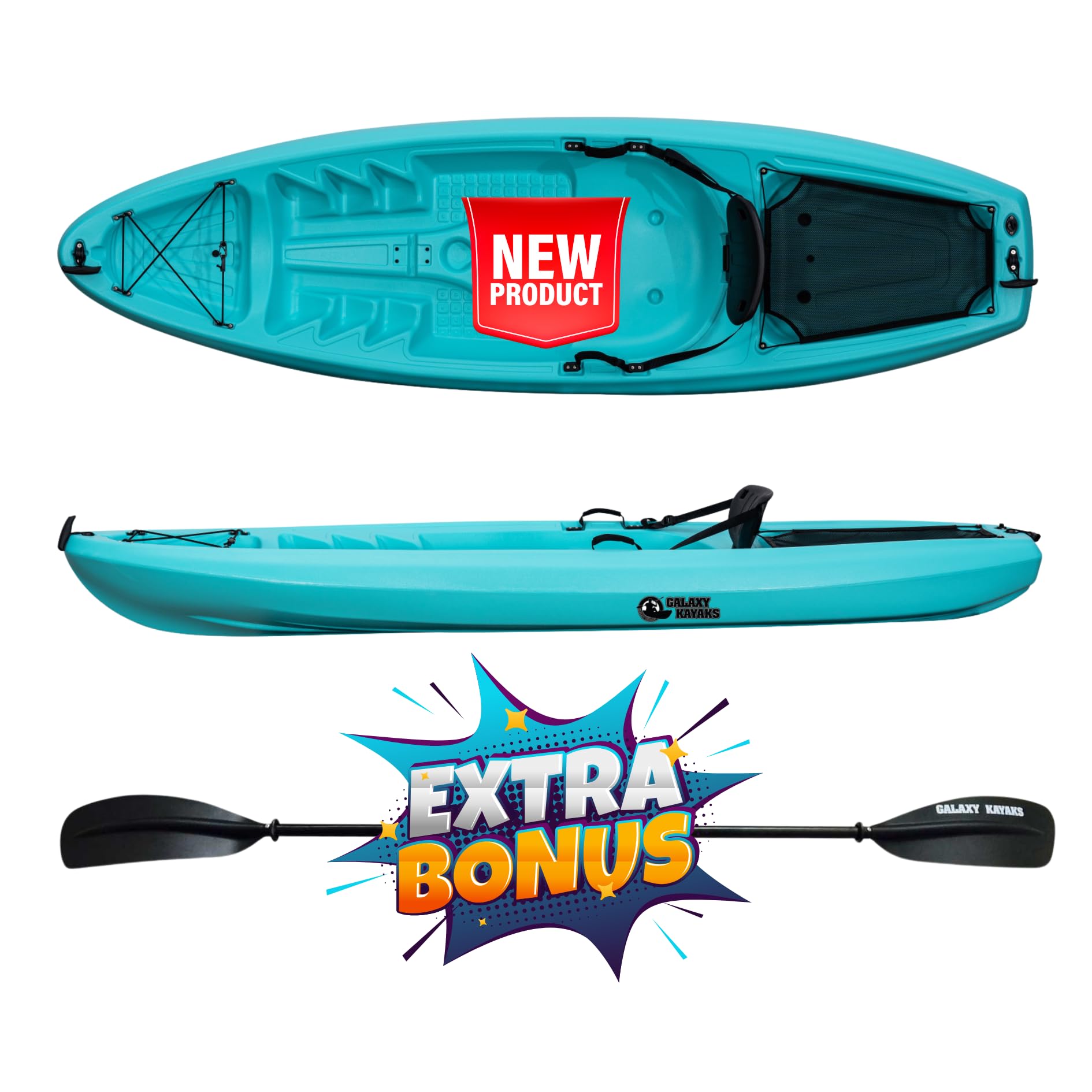 Kajak Reef Galaxy Kayaks Sit on Top günstiges Einsteigerkajak inklusive Paddel