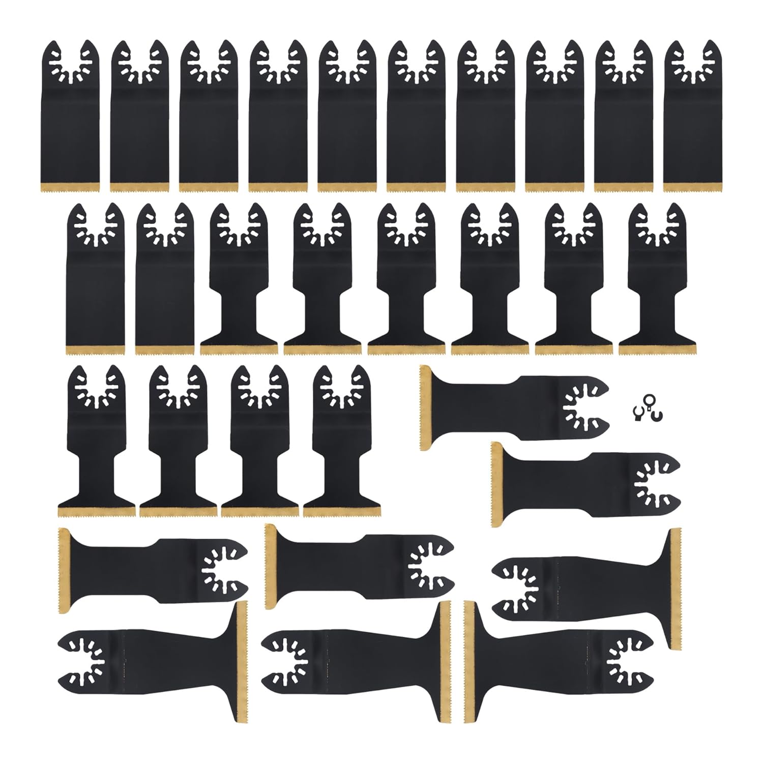 kimllier 30Pcs Titanium Oscillating Tool Blades Set, 4 Types Multi-Tool Blades with Universal Fit for Wood, Metal, Plastic, Drywall Cutting